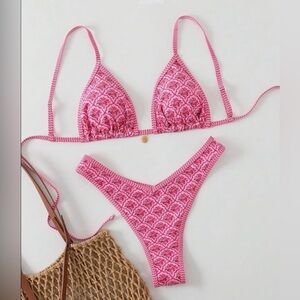 NWOT MakeMeChic Floral Print Bikini Spaghetti Strap High Cut Swimsuit Women's M